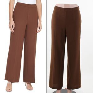 Dkny Petite High-Rise Wide-Leg Side-Zip Pants